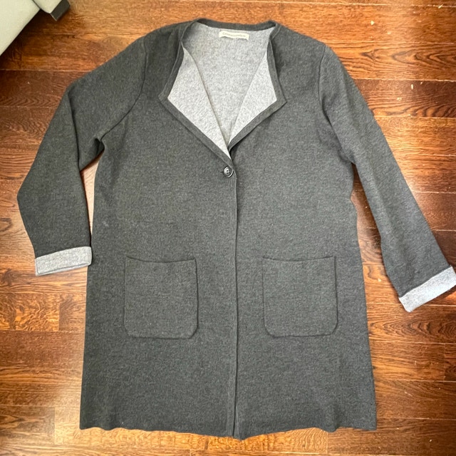 Catherine Malandrino Long Gray Duster Cardigan Sweater-Large