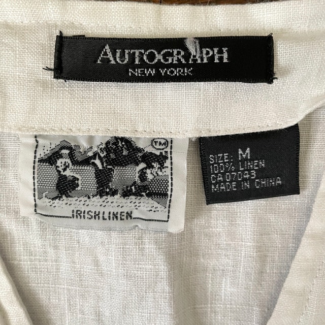Autograph White Irish Linen Tunic Blouse top w/ Gold/Silver-MED - photo 3