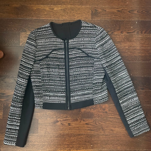 Diane Von Furstenberg Caity Black/White Tweed Jacket/Blazer-10