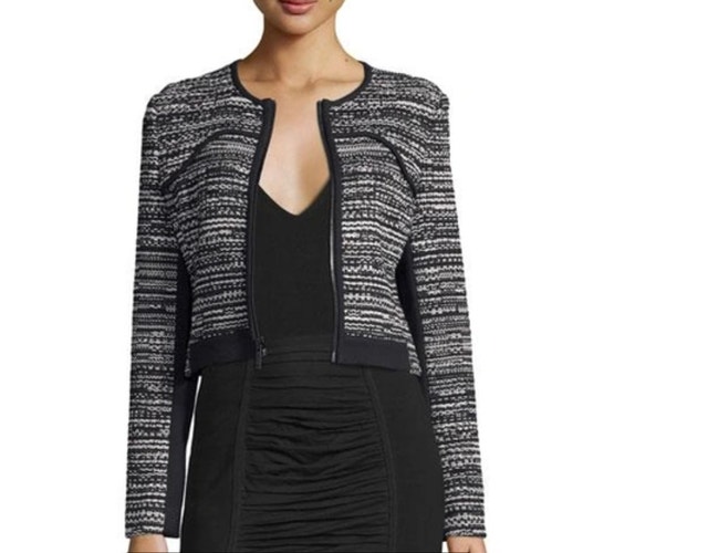 Diane Von Furstenberg Caity Black/White Tweed Jacket/Blazer-10 - photo 2