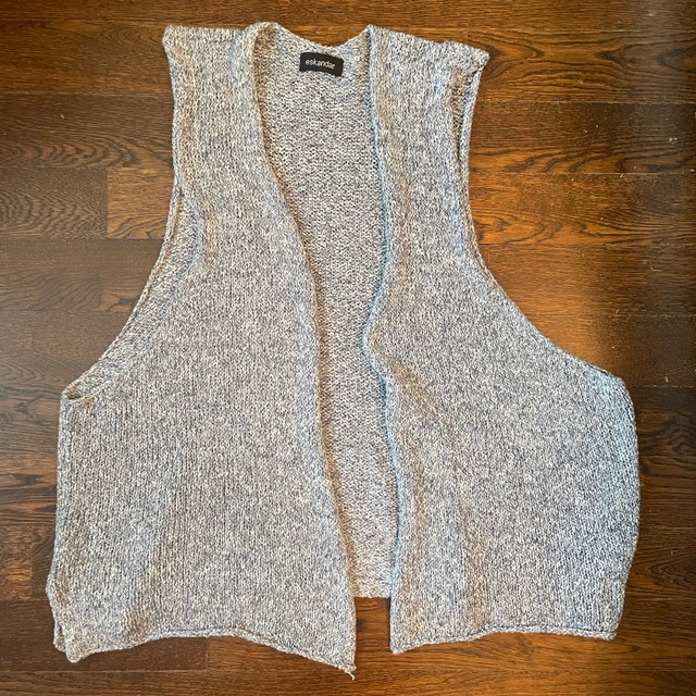 Eskandar Open Sweater Vest Waistcoat Gray Oversize Knit