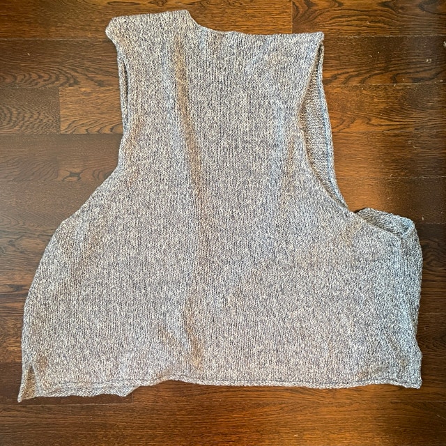 Eskandar Open Sweater Vest Waistcoat Gray Oversize Knit - photo 3
