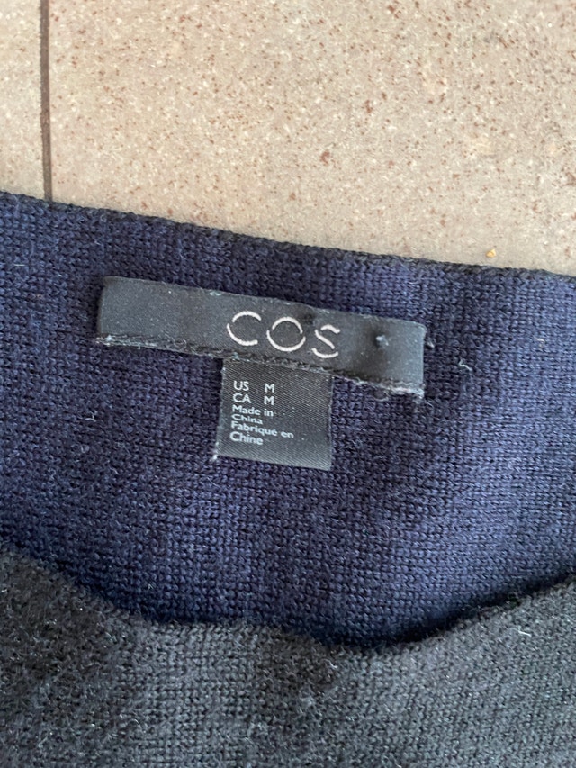 COS Black Mini Dress/Tunic Sweater-Boat Neck-Wool blend-Medium - photo 2