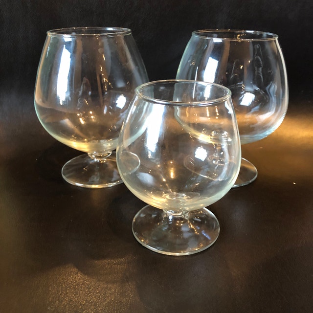 3 large brandy cognac snifters glasses. Different sizes