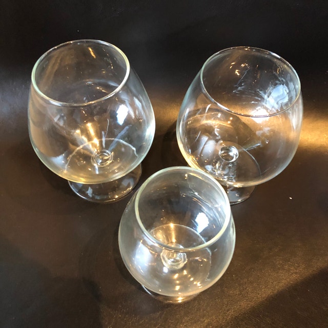 3 large brandy cognac snifters glasses. Different sizes - photo 3