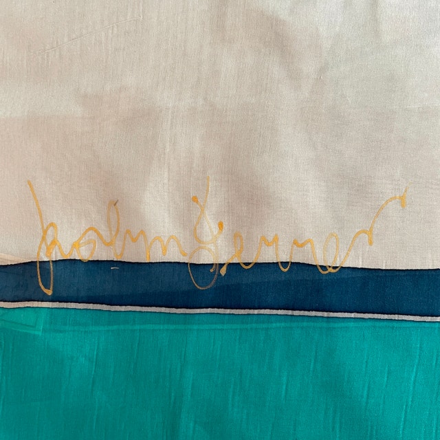 Vintage Handpainted Scarf with Sail Boats, Signed-100% Silk - photo 5