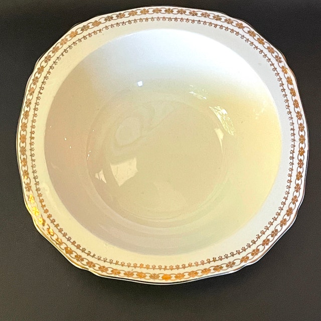 Vintage ALFRED MEAKIN Gold Crown Semi-porcelain serving bowl 18K