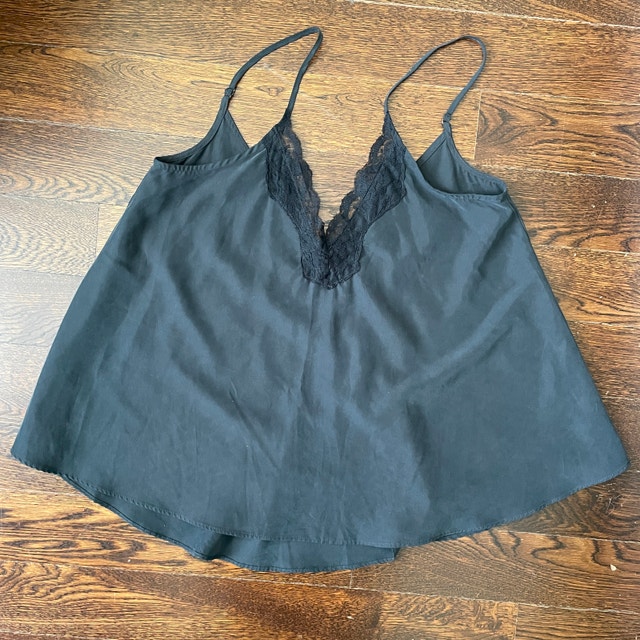 Zara TRF Charcoal Gray/Black Lace Spaghetti Strap Tank Top-XS - photo 2