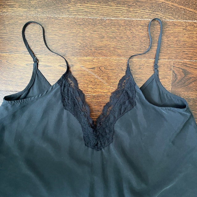 Zara TRF Charcoal Gray/Black Lace Spaghetti Strap Tank Top-XS - photo 3