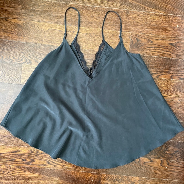 Zara TRF Charcoal Gray/Black Lace Spaghetti Strap Tank Top-XS - photo 5