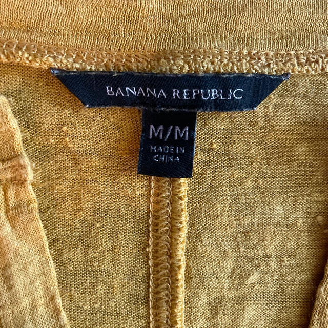 Banana Republic Mustard Linen Pocket Henley Top - Medium - photo 3