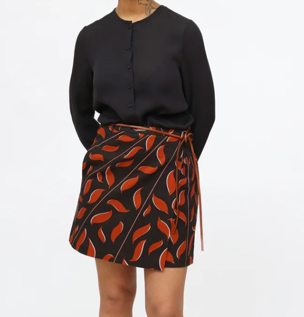 Dorothee Schumacher Black and Orange Wrap Mini Skirt - Large