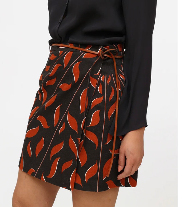Dorothee Schumacher Black and Orange Wrap Mini Skirt - Large - photo 3