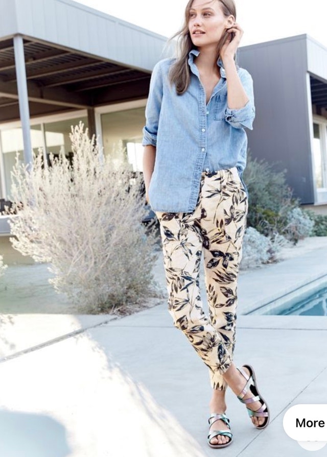 NWOT J. Crew 100% Linen Garden Print Gold Foil Leaf Pants - 0 - photo 3