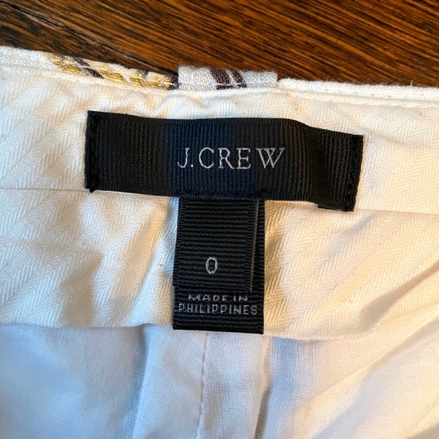 NWOT J. Crew 100% Linen Garden Print Gold Foil Leaf Pants - 0 - photo 4