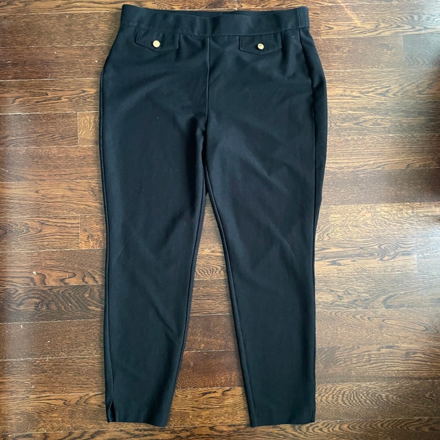 Michael Kors Black Womans Dress Pants with Gold buttons-Size XL