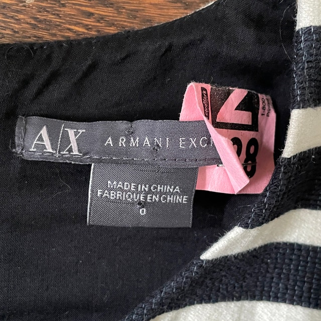 A/X Armani Exchange Black/Cream Striped Fit & Flare Dress-Sz. 2 - photo 3