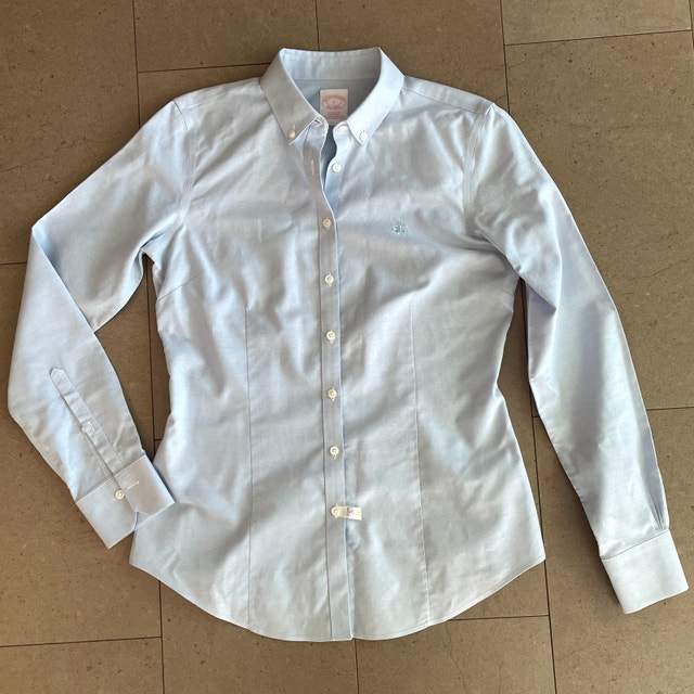 Brooks Brothers Woman's Blue Non-Iron Tailored Cotton Shirt-Sz.2