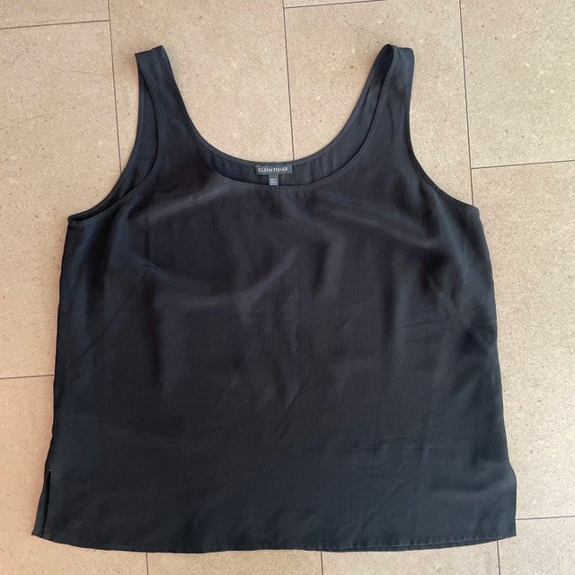 Eileen Fisher Black 100% Silk Scoop Neck Tank-Large - photo 2