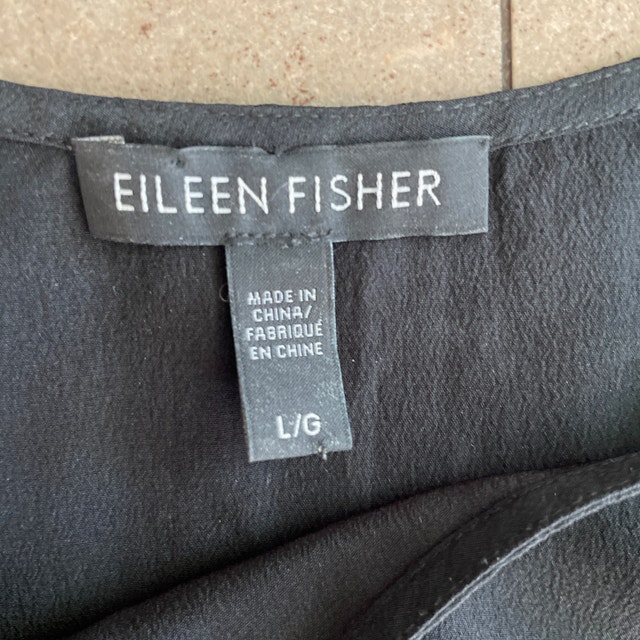 Eileen Fisher Black 100% Silk Scoop Neck Tank-Large - photo 3