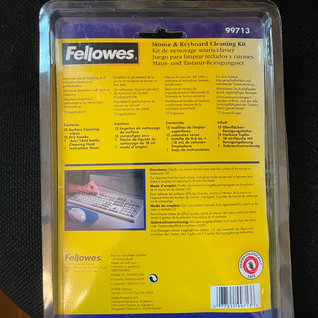 Fellowes Computer Mouse and Keyboard Cleaning Kit Model 99713 - photo 4