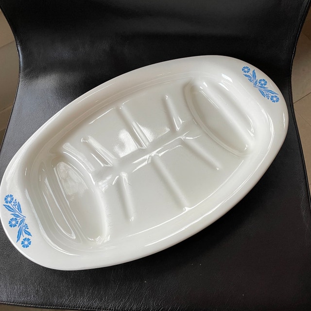 Vintage 60s Corning Cornflower Blue P19 oval meat/turkey Platter