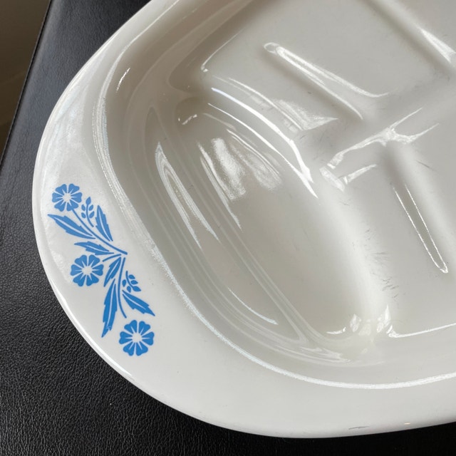 Vintage 60s Corning Cornflower Blue P19 oval meat/turkey Platter - photo 2