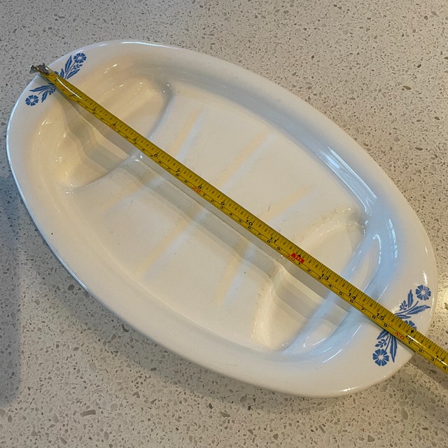 Vintage 60s Corning Cornflower Blue P19 oval meat/turkey Platter - photo 5
