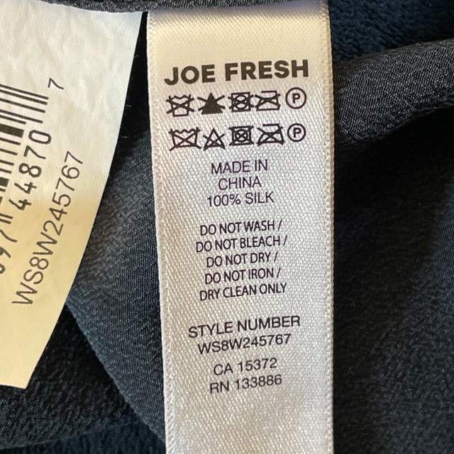 100% Silk Navy Camisole Tank Top-Bottom Ruffle-Joe Fresh-Small - photo 4