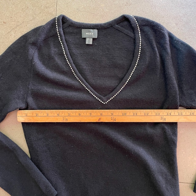 Mexx V-neck Sweater-rhinestone detail Lambswool blend-XS - photo 4