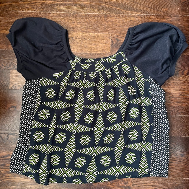Maeve Anthropologie Catania Green/Black Top Blouse-Large - photo 2
