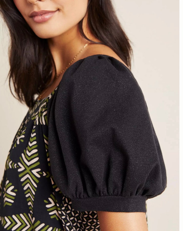 Maeve Anthropologie Catania Green/Black Top Blouse-Large - photo 3
