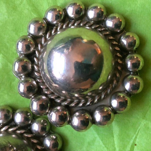 Vintage Sterling Silver button clip on earrings - photo 2
