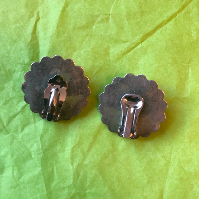 Vintage Sterling Silver button clip on earrings - photo 3