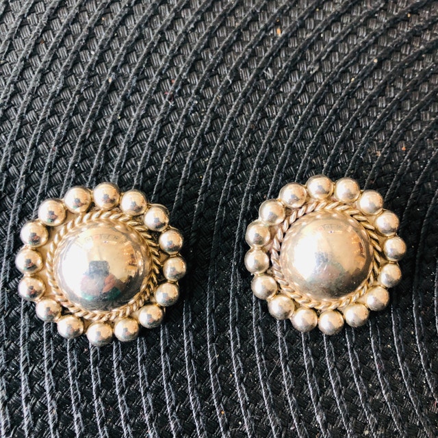 Vintage Sterling Silver button clip on earrings - photo 5