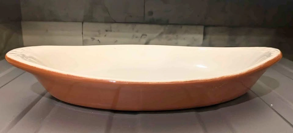 Vintage 1970s HF Coors 74H Brown Ceramic Au Gratin Dish