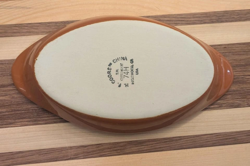 Vintage 1970s HF Coors 74H Brown Ceramic Au Gratin Dish - photo 3