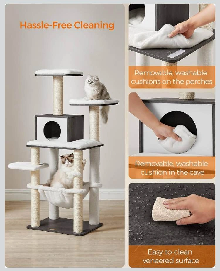 🌳🐱 NEW FEANDREA 54.3” Modern Cat Tree – Misty Gray - photo 5