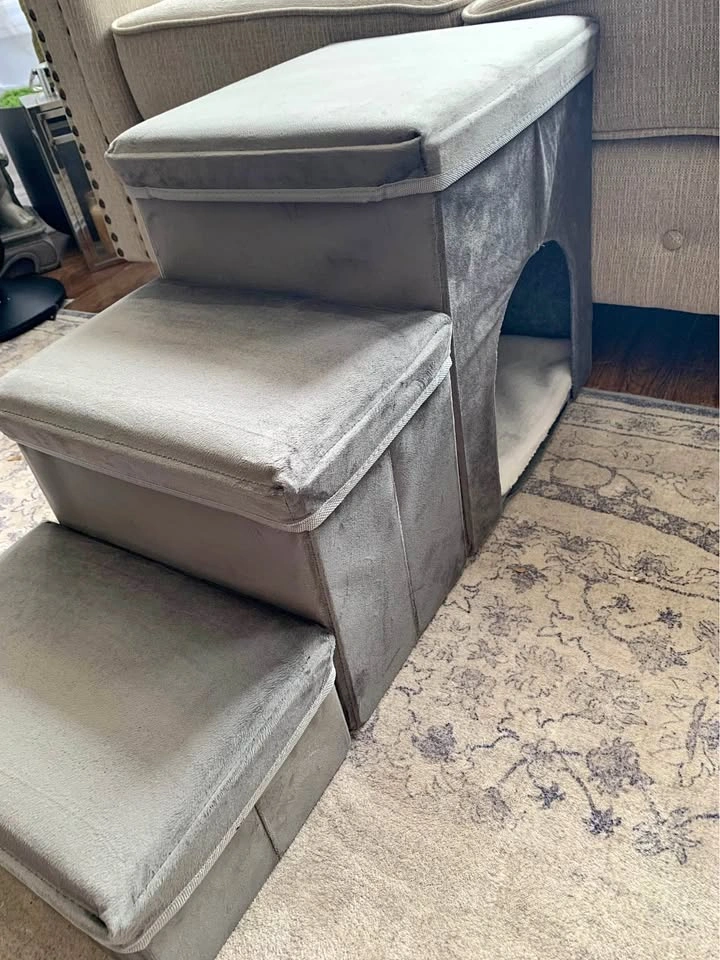 🐶 16” 3-Step Pet Stairs w/ Condo & Storage