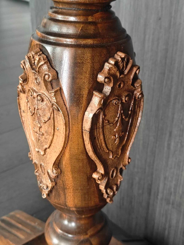 Vintage Solid Wood Pedestal Half-moon Side Table - photo 3