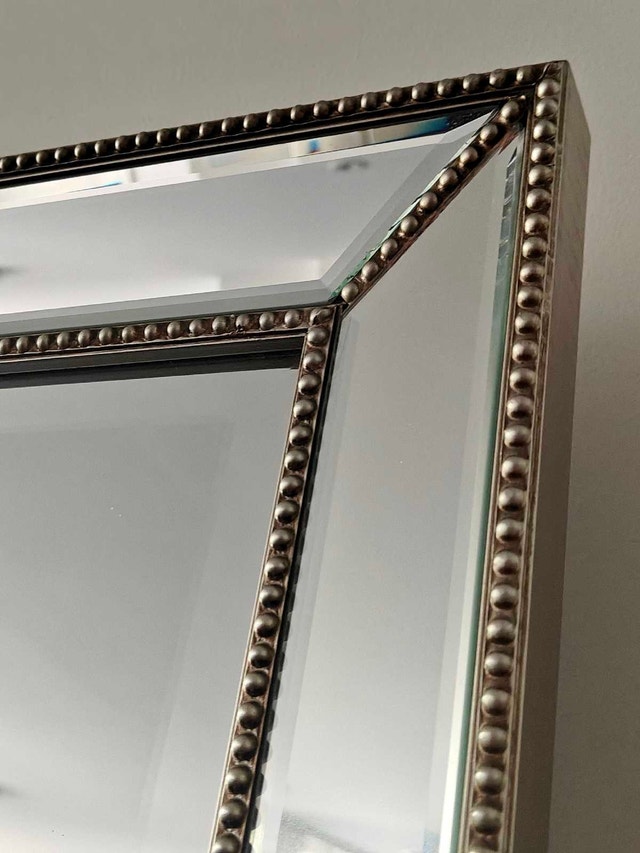 Beaded Silver Framed Full Length Mirror - Free Standing - photo 2