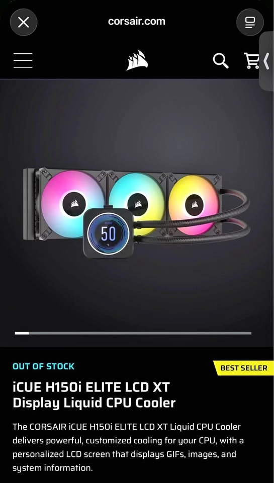 Corsair iCUE H150i ELITE LCD Liquid CPU Cooler