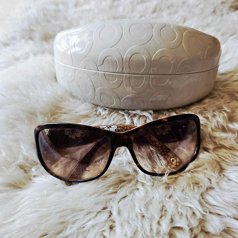 Y2K Coach Sarah S4371 Tortoiseshell Floral Oversized Sunglasses