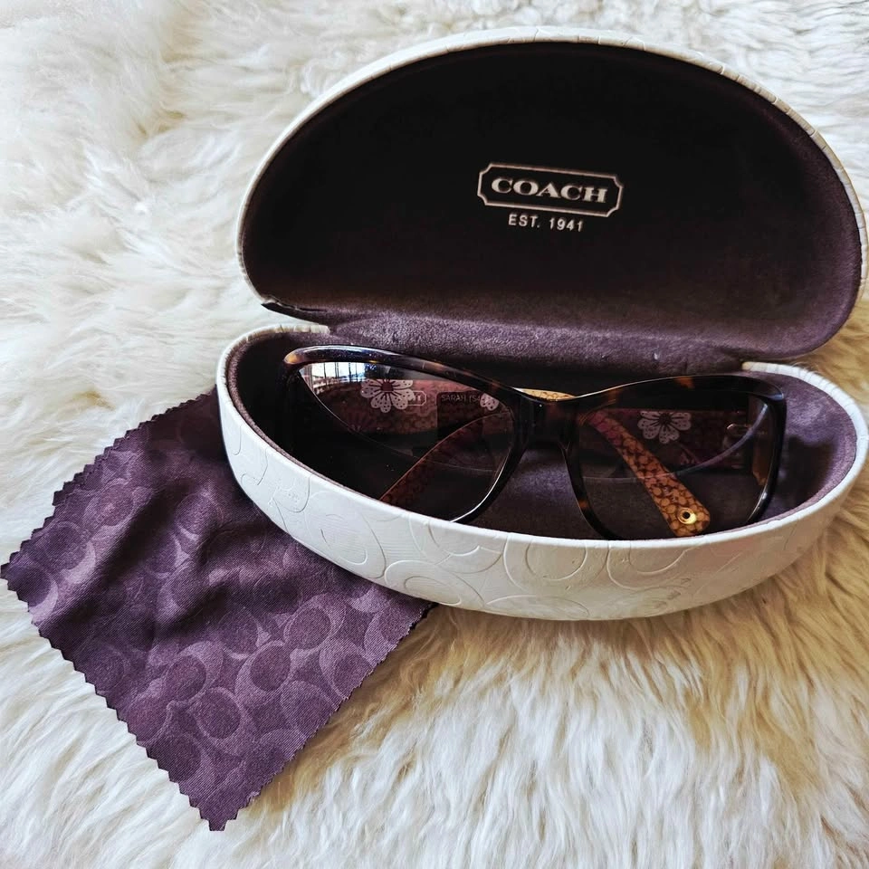 Y2K Coach Sarah S4371 Tortoiseshell Floral Oversized Sunglasses - photo 2