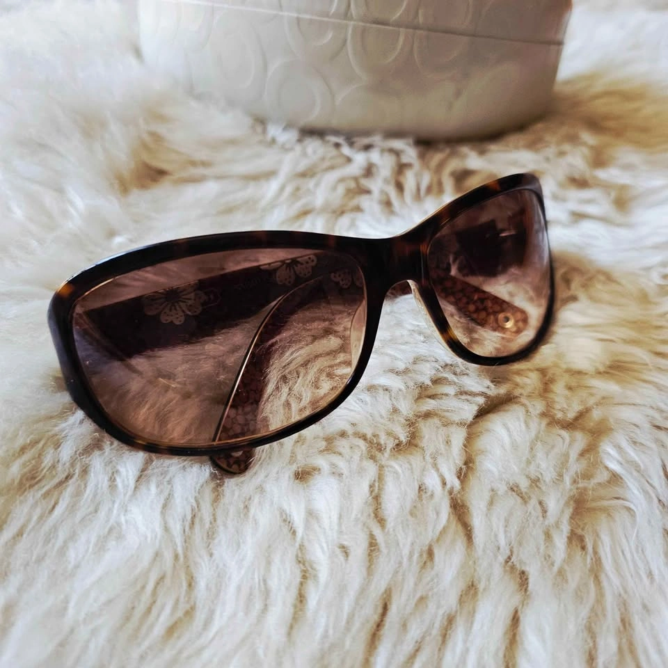 Y2K Coach Sarah S4371 Tortoiseshell Floral Oversized Sunglasses - photo 3