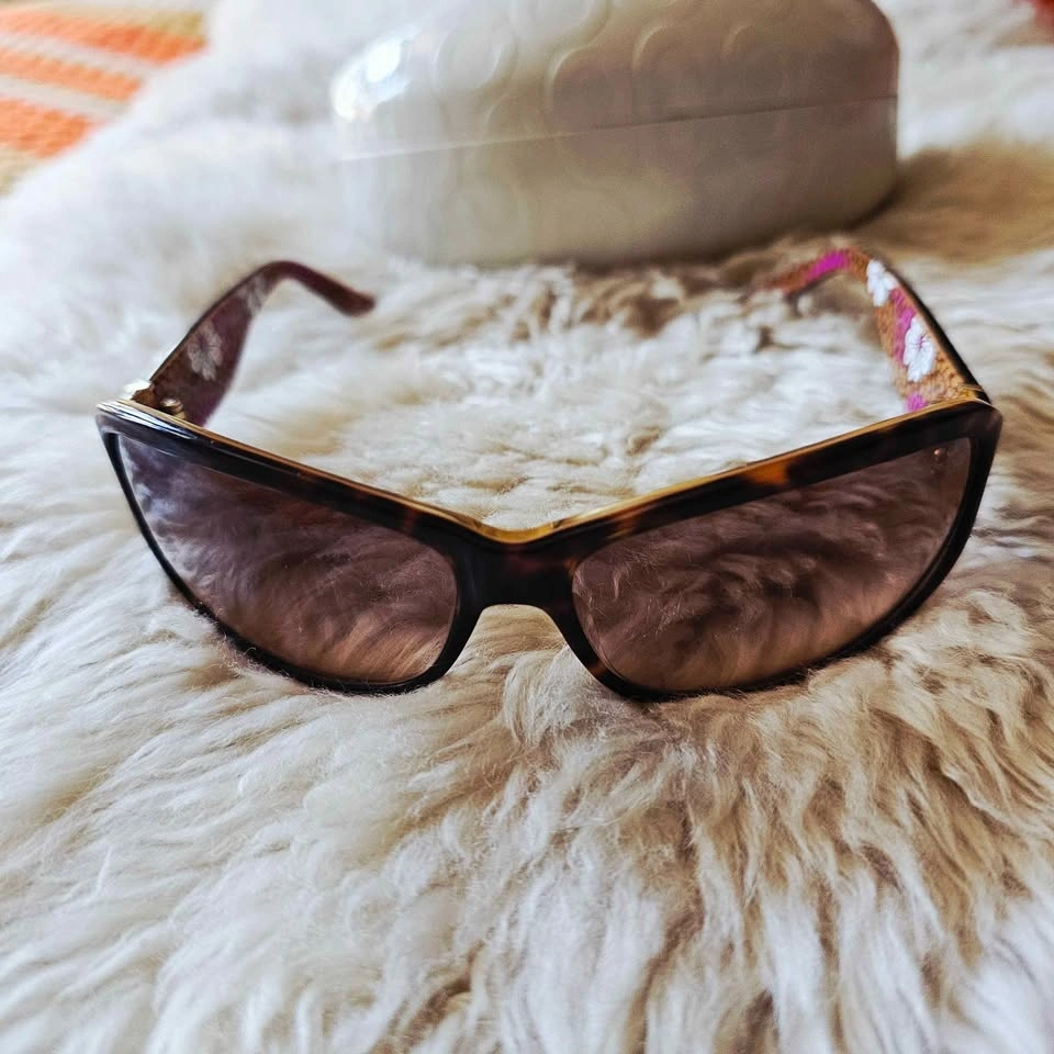 Y2K Coach Sarah S4371 Tortoiseshell Floral Oversized Sunglasses - photo 4