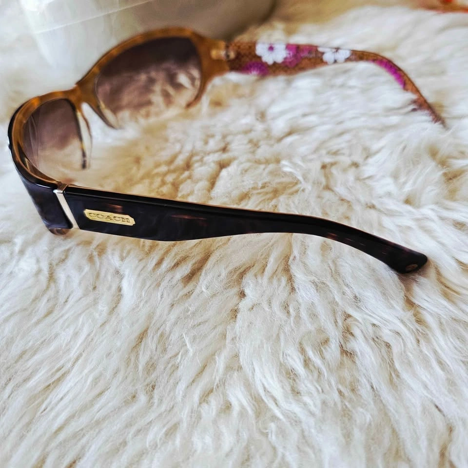 Y2K Coach Sarah S4371 Tortoiseshell Floral Oversized Sunglasses - photo 5