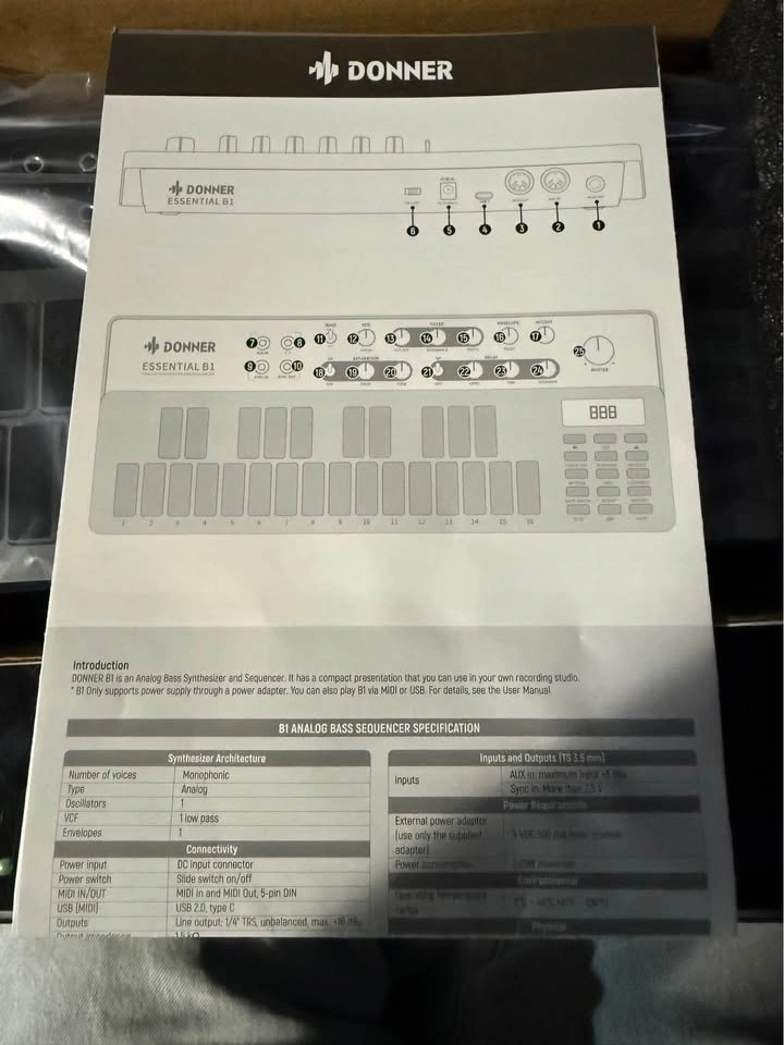 Donner Essential B1 Analog Bass Synthesizer - photo 3