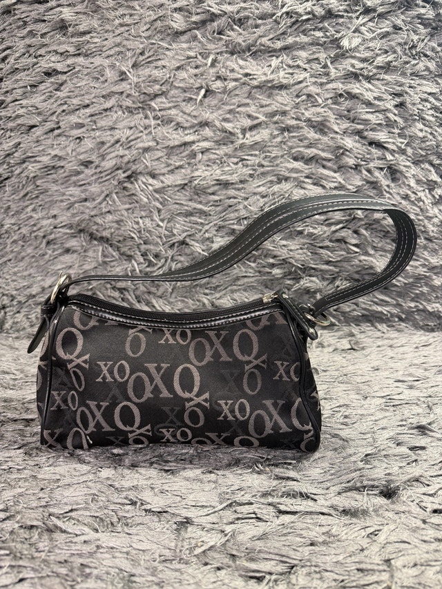 Y2K XO Pattern Black Shoulder Bag