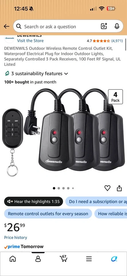 Outdoor Wireless Remote Control Outlet Kit